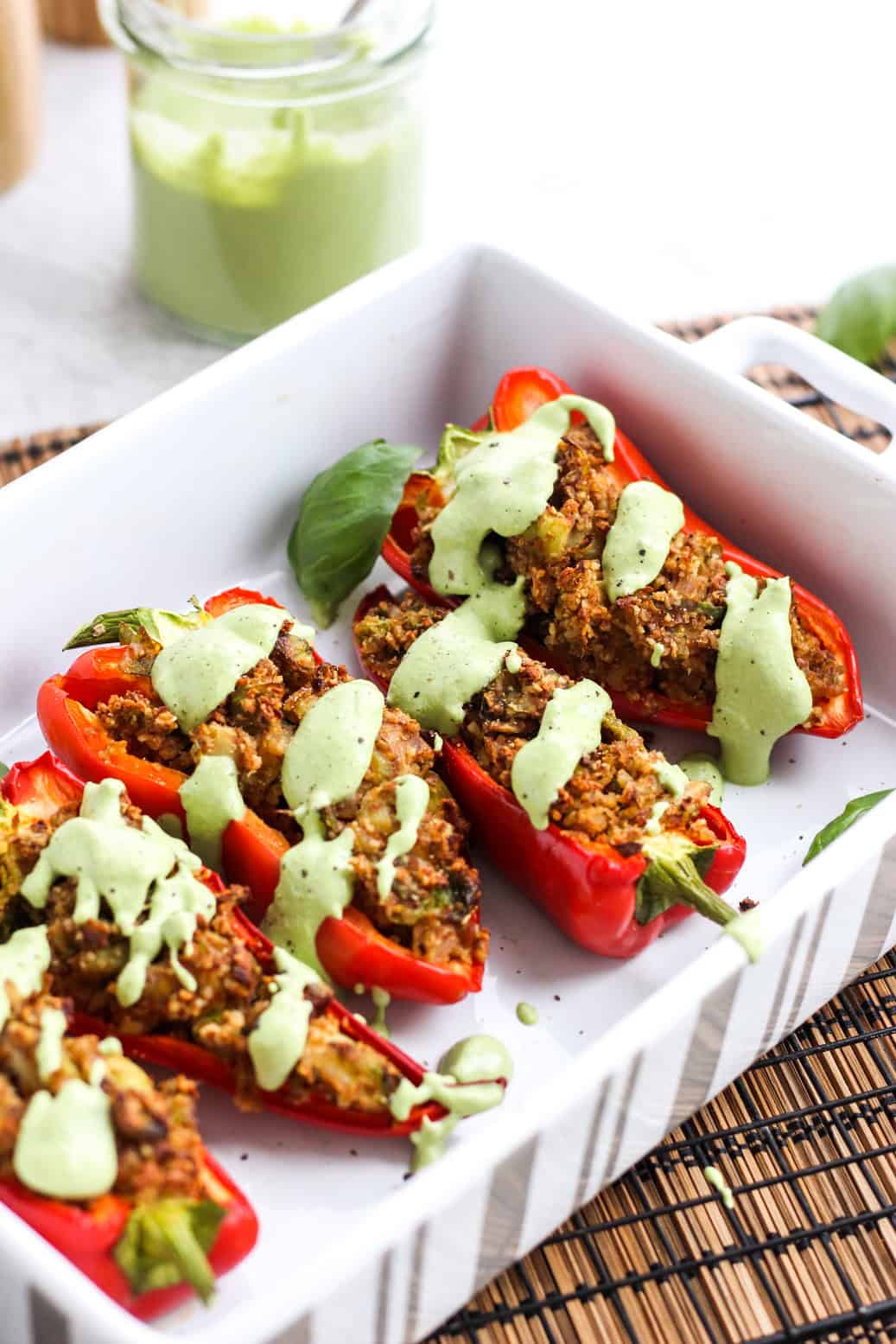 Paprika gefüllt mit Manden und Rosenkohl 
