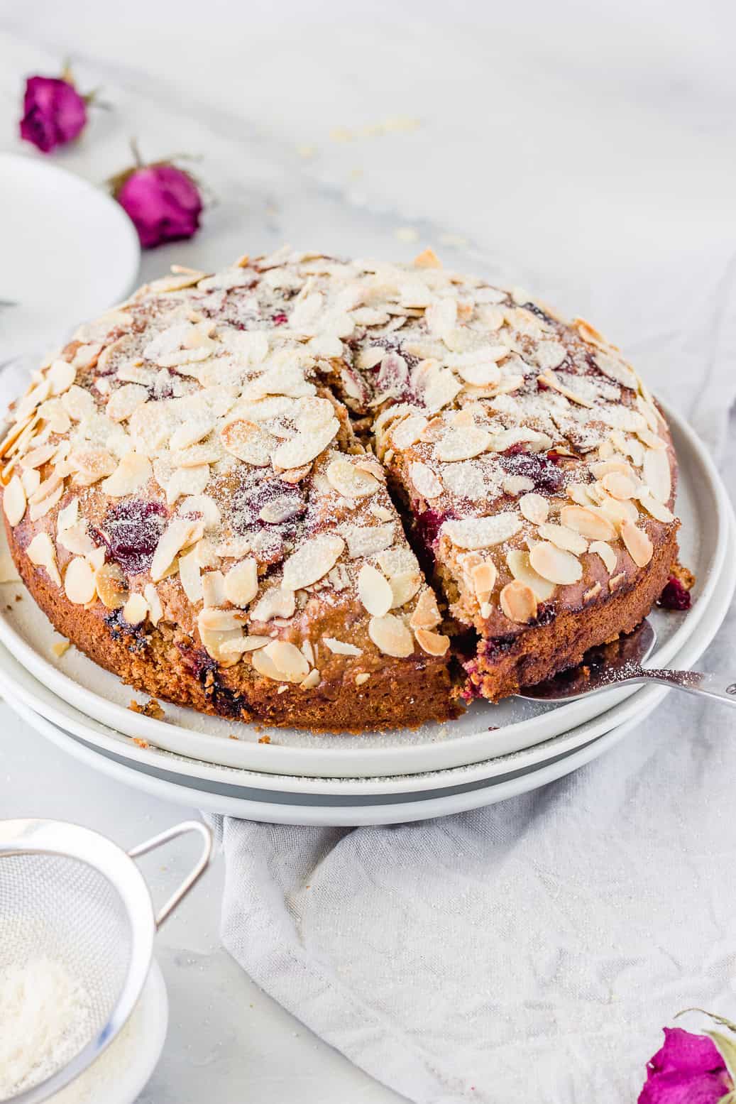 Veganer Kirsch-Mandelkuchen #vegan#Backen#Kuchen#Kirschen