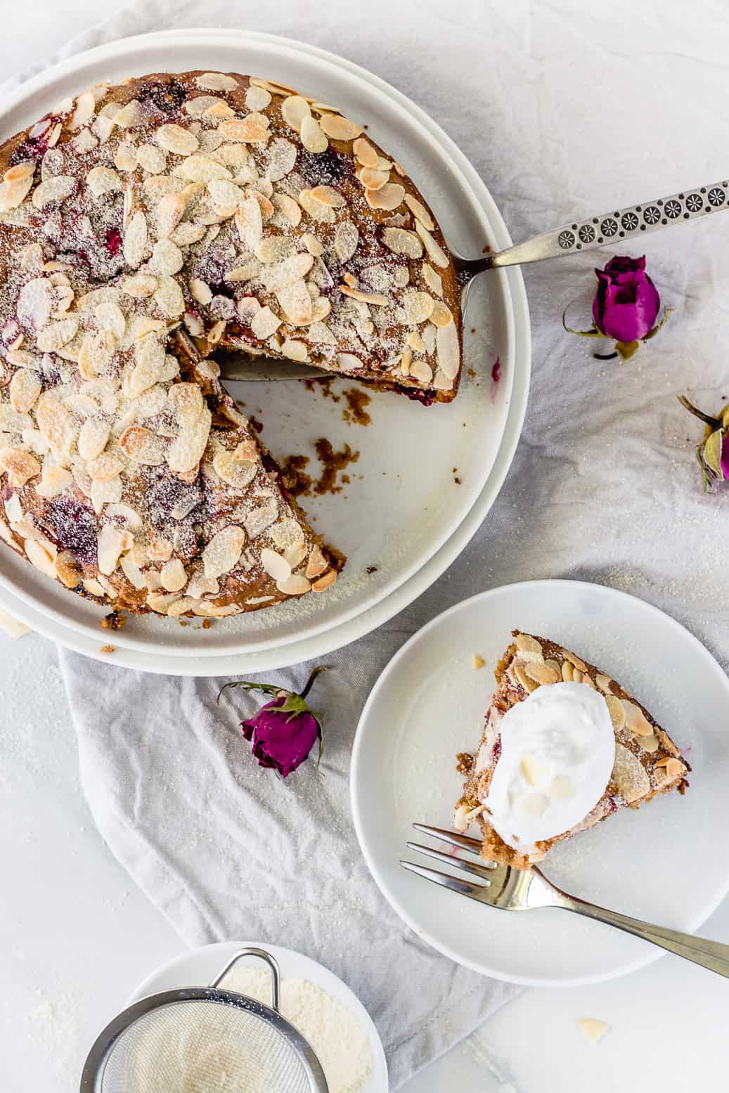 Veganer Kirsch-Mandelkuchen #vegan#Backen#Kuchen#Kirschen