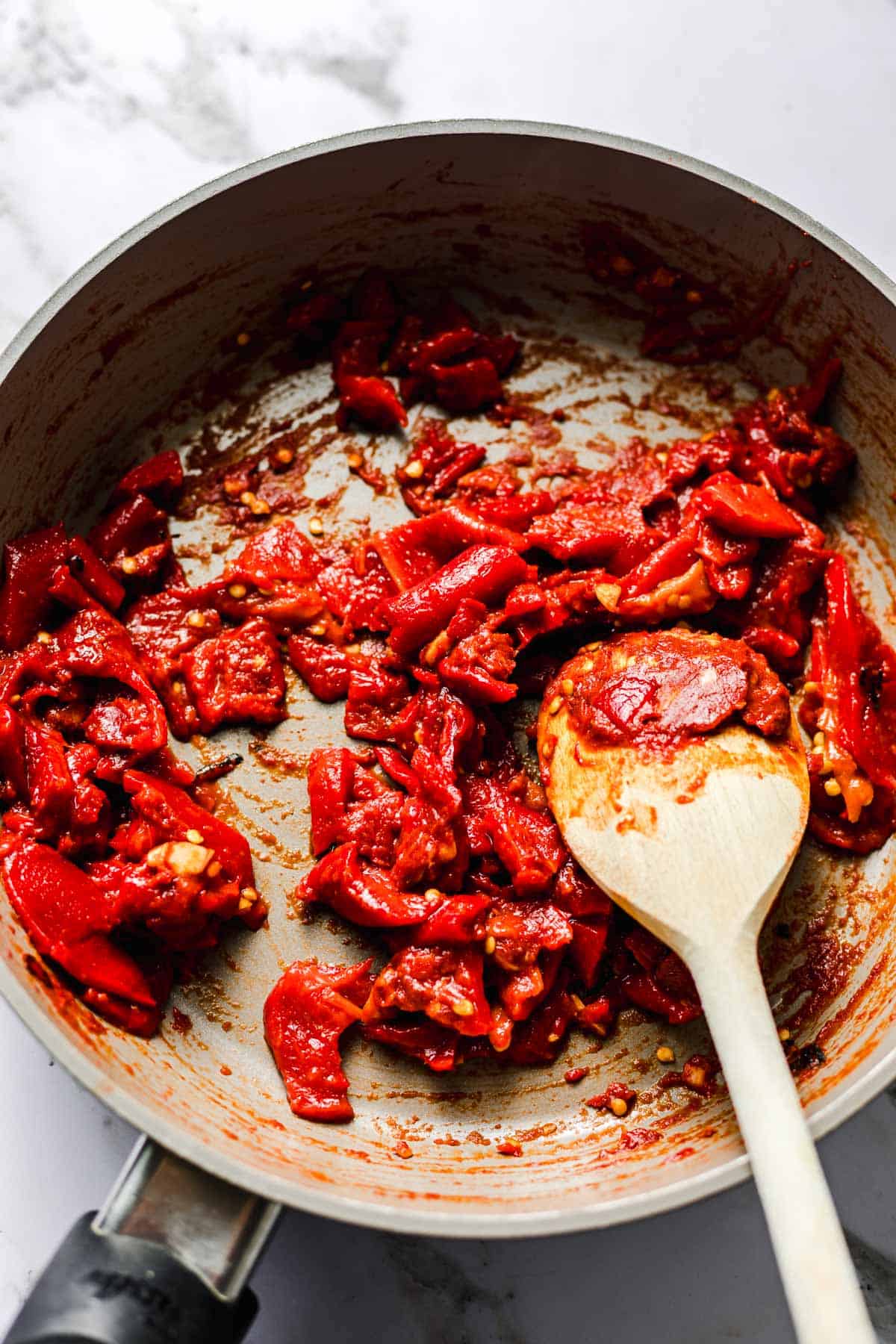 geröstete Paprika anbraten