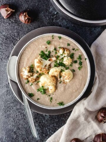 Vegane Blumenkohl-Maronen Suppe #vegan #Suppe #Maronen