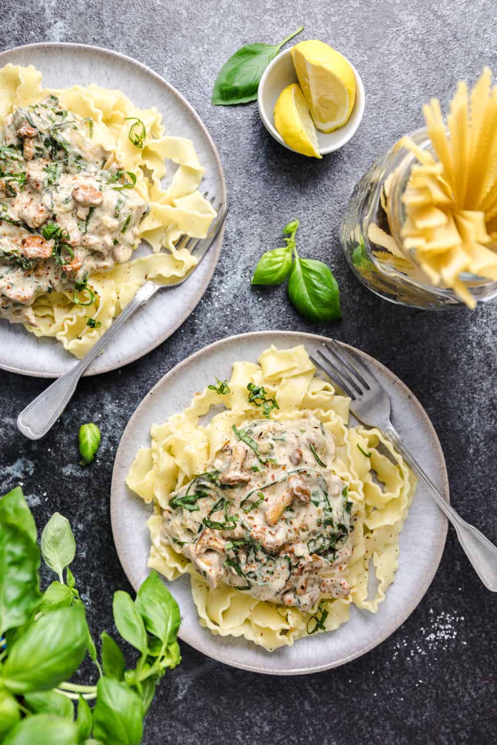 vegane Sahnesauce mit pilzen