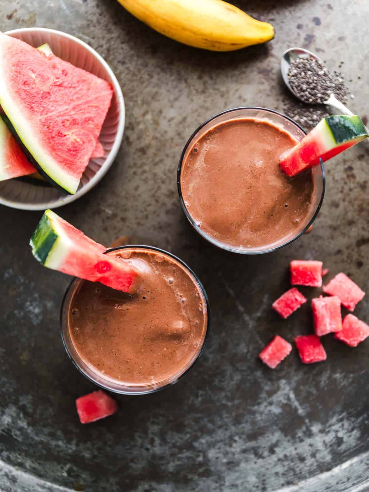 Schoko Smoothie mit Wassermelone