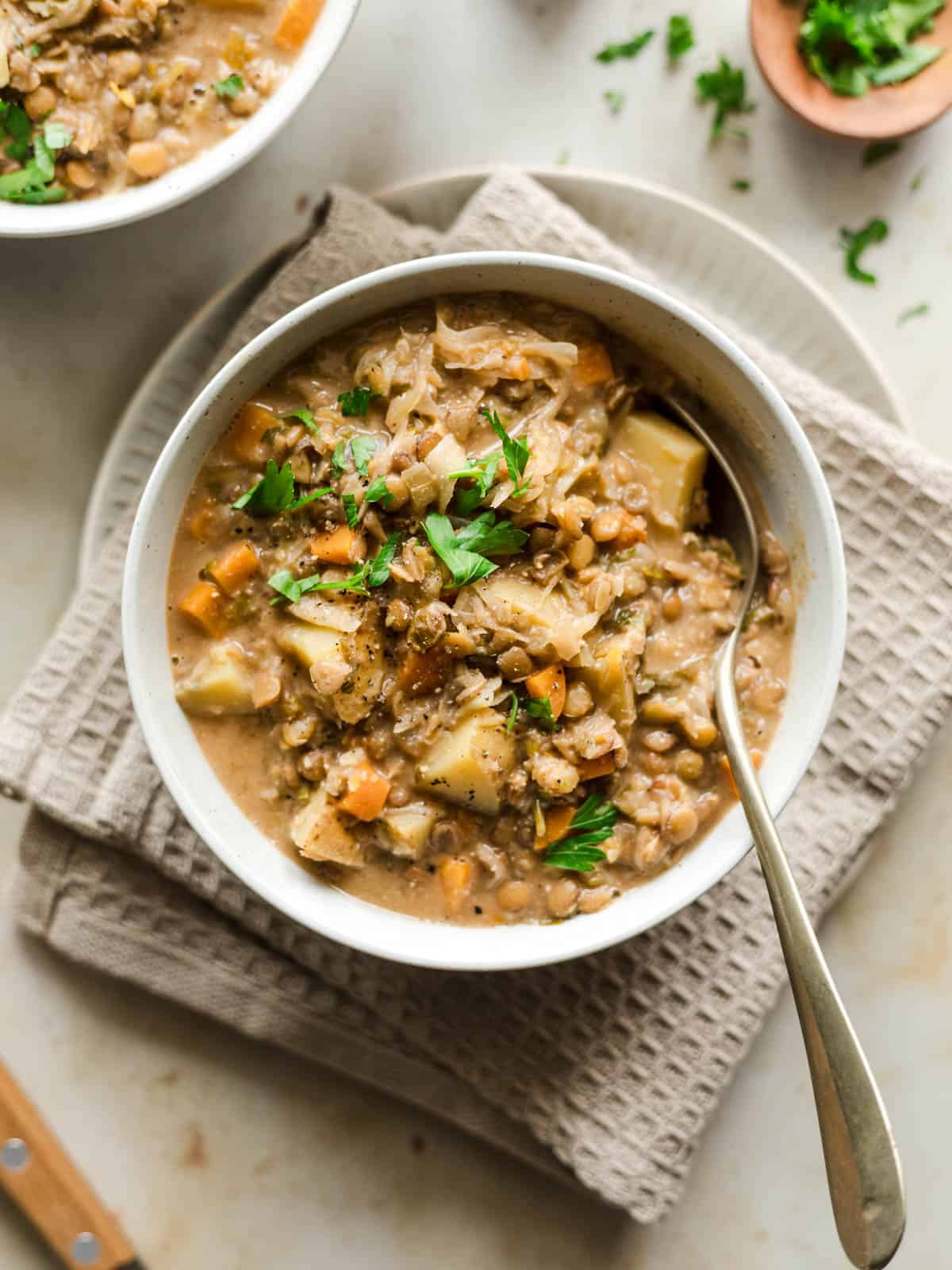 braune linsen eintopf vegan