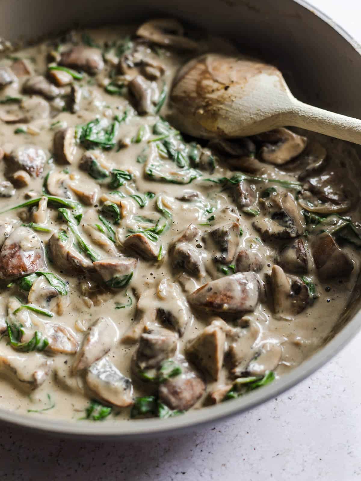 pasta pilzsauce mit spinat