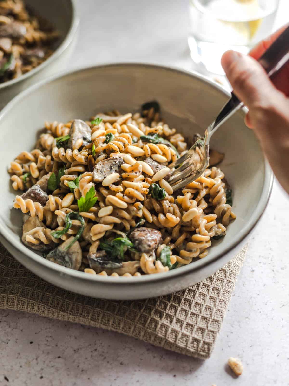 nudeln mit pilzsauce vegan