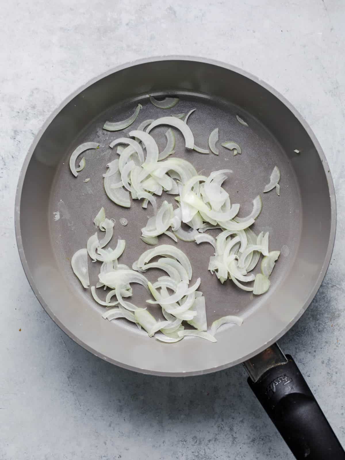 water sautéing onions