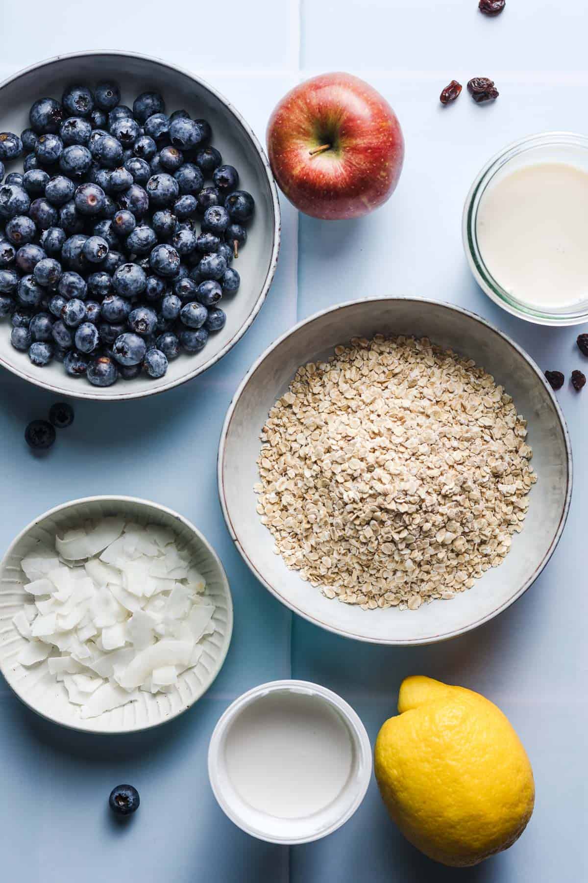 zutaten bircher müsli vegan mit heidelbeeren