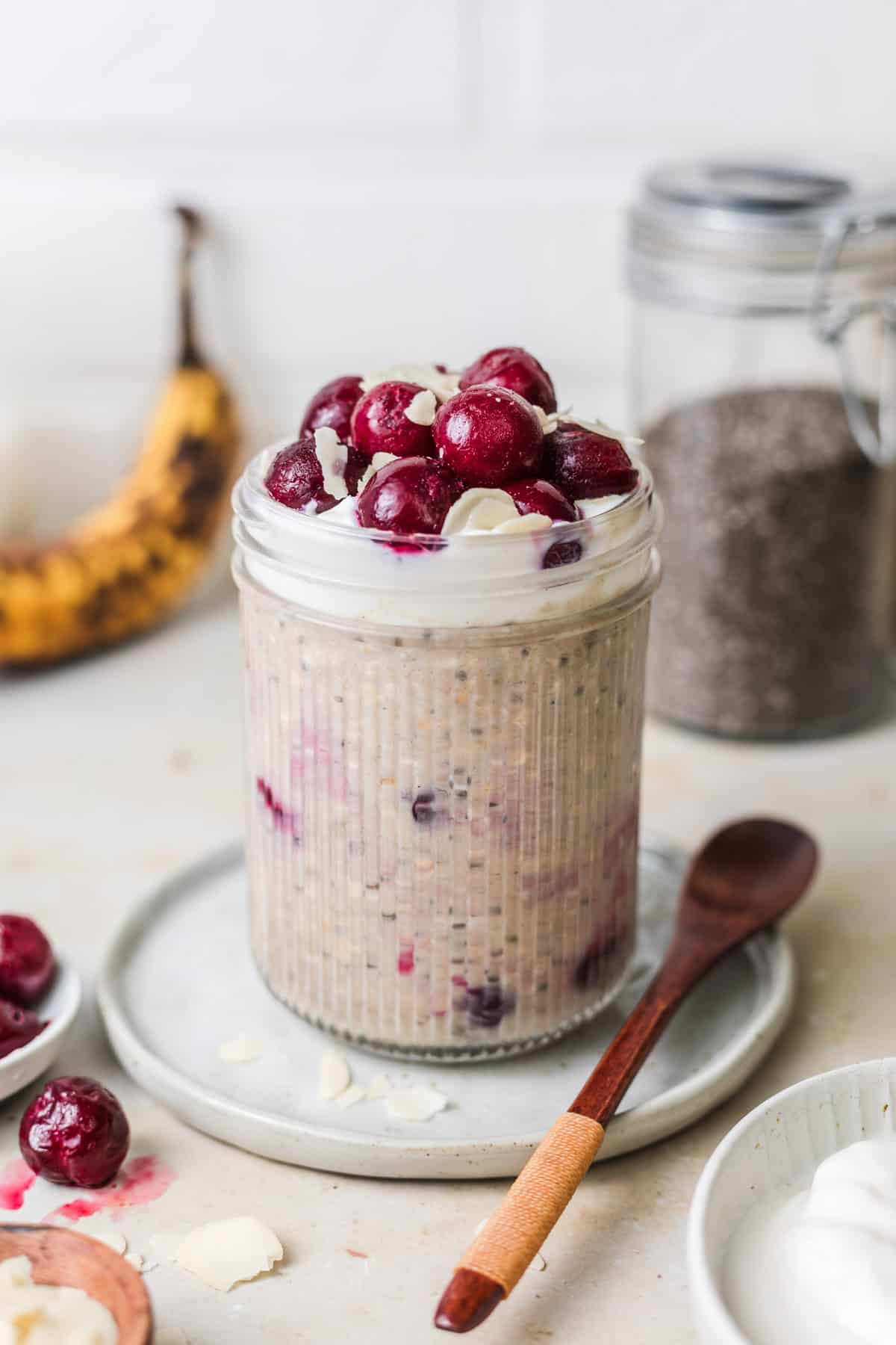 vegane overnight oats banane kirsch