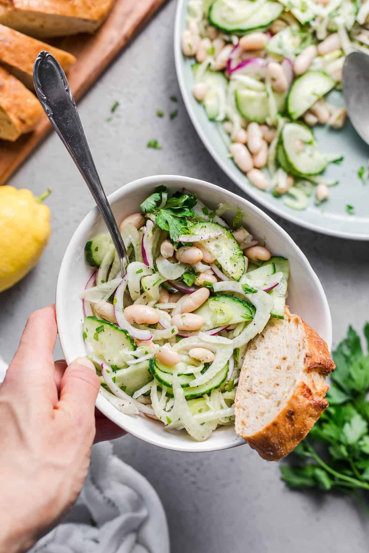 salat mit weissen bohnen und fenchel