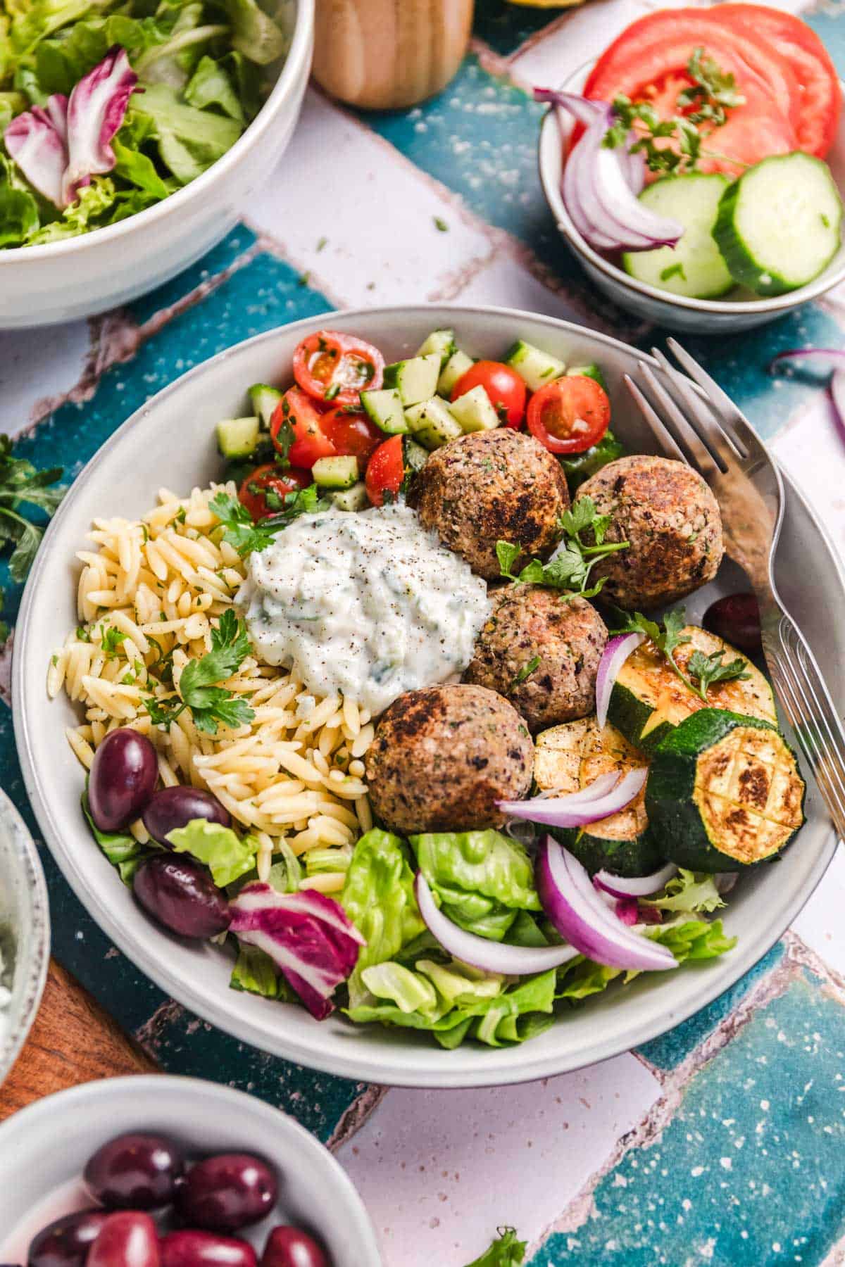 vegane griechische Bowl