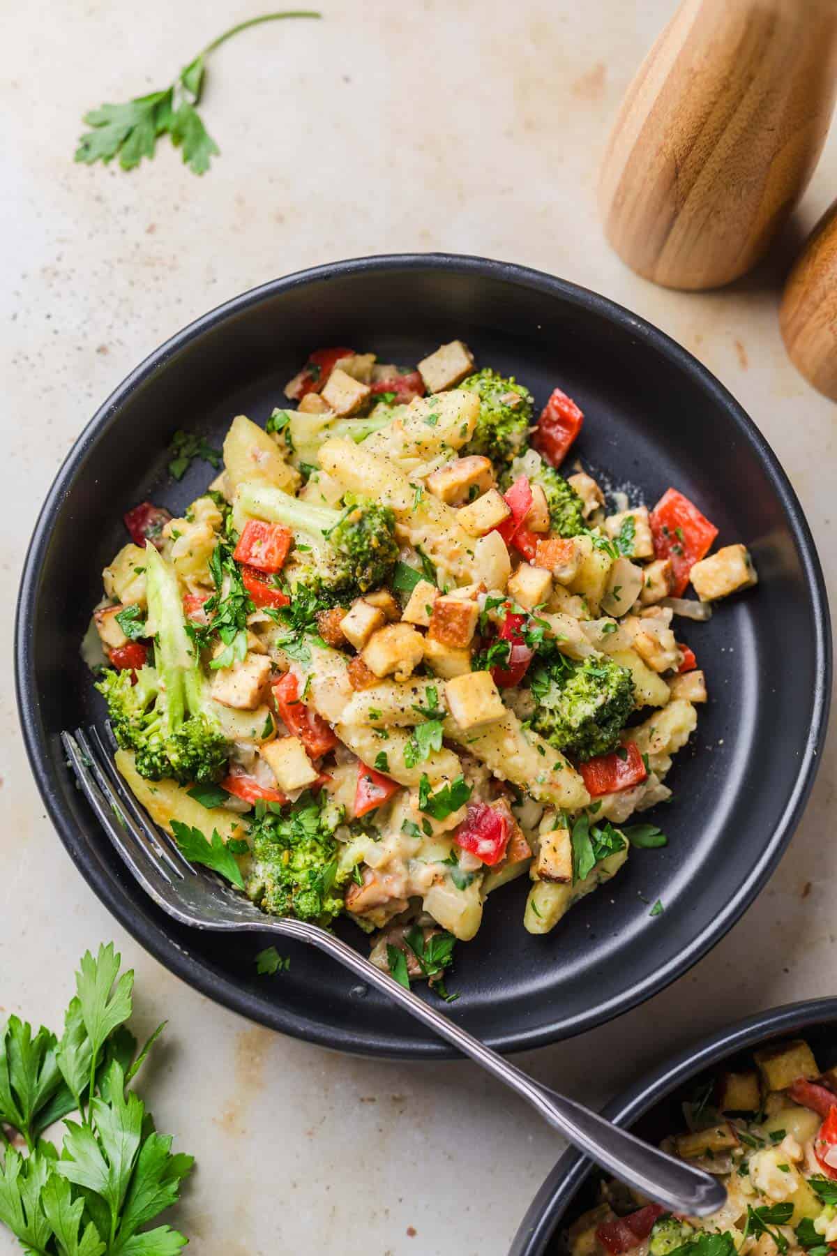 vegetarische schupfnudel pfanne mit gemüse