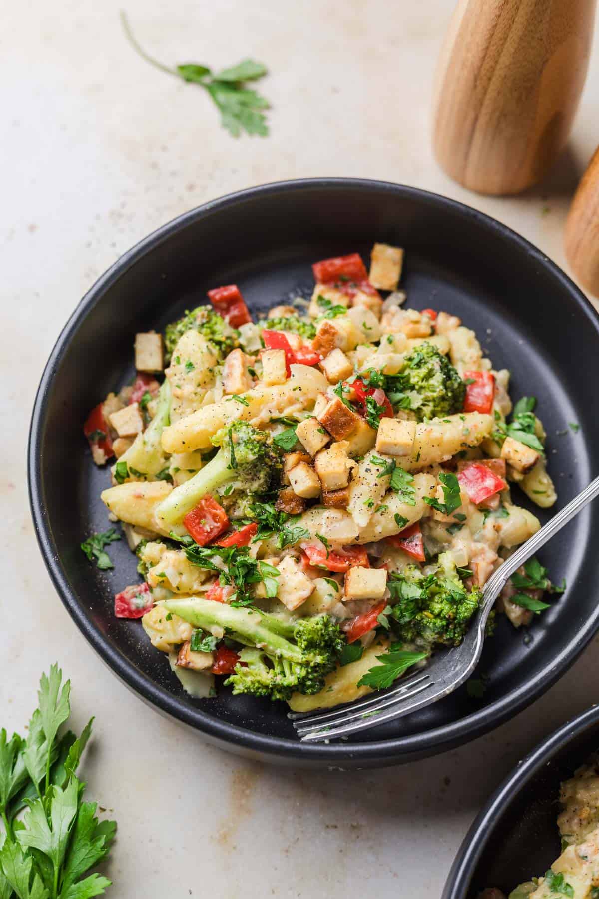 cremige tofu schupfnudel pfanne vegan
