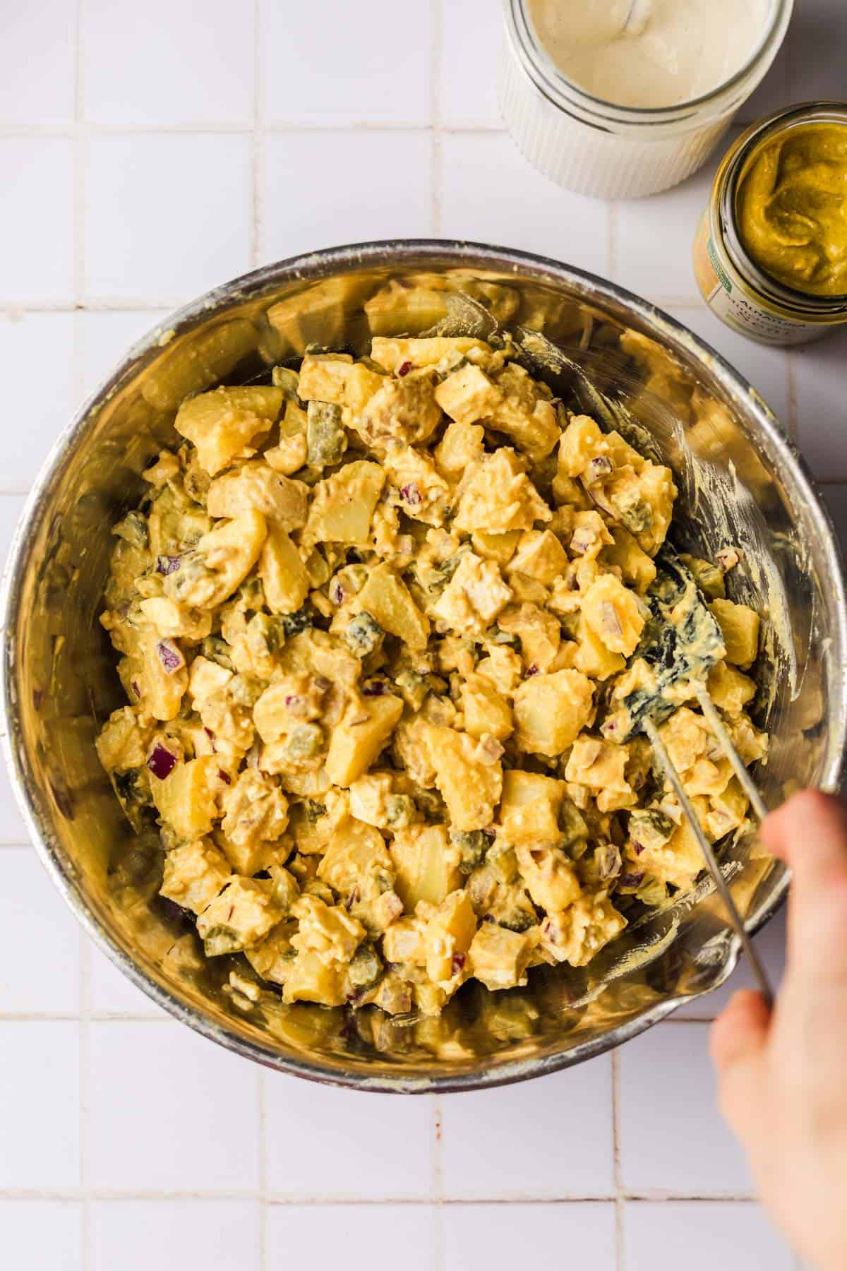 veganer kartoffel mayo salat rezept mit tofu