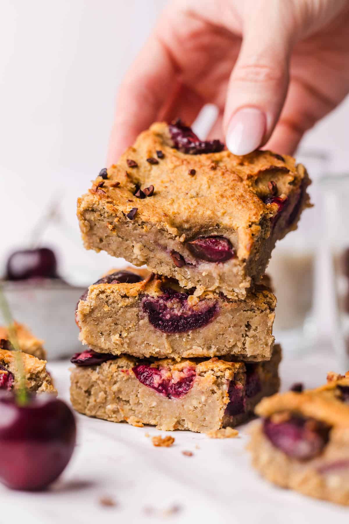kirsch blondies aus kichererbsen