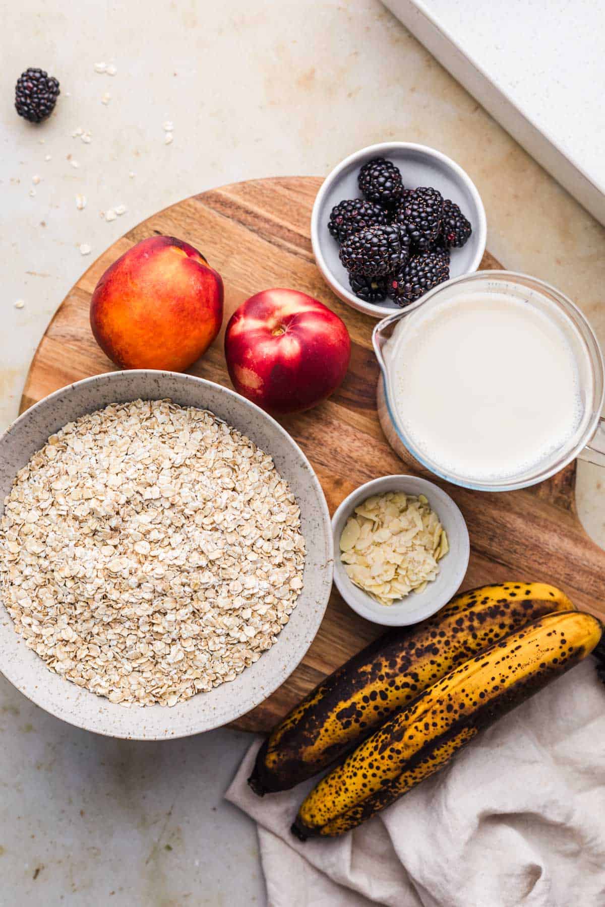 zutaten für gesunde baked oats mit banane