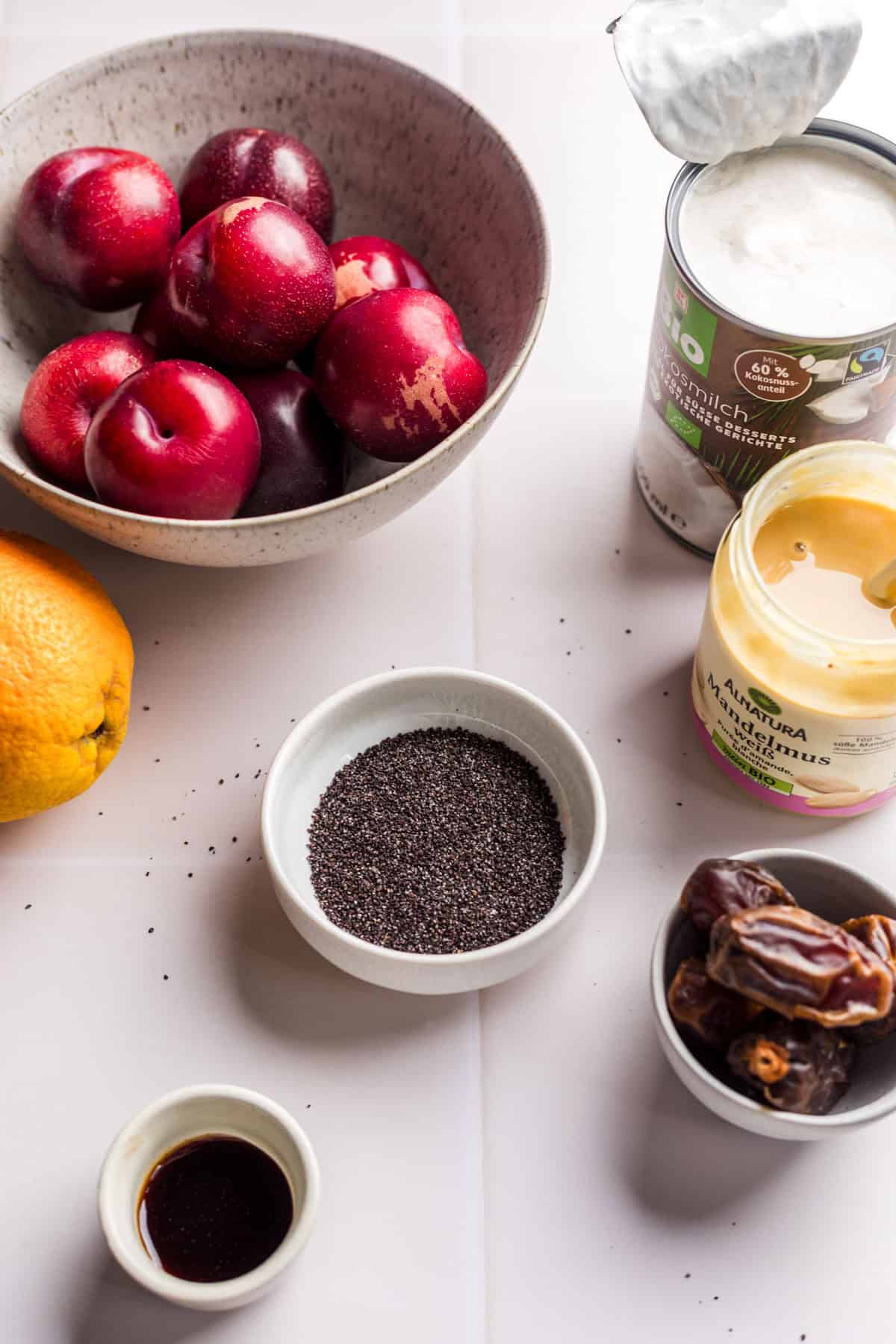 zutaten für kokosmilch eiscreme mit mohn