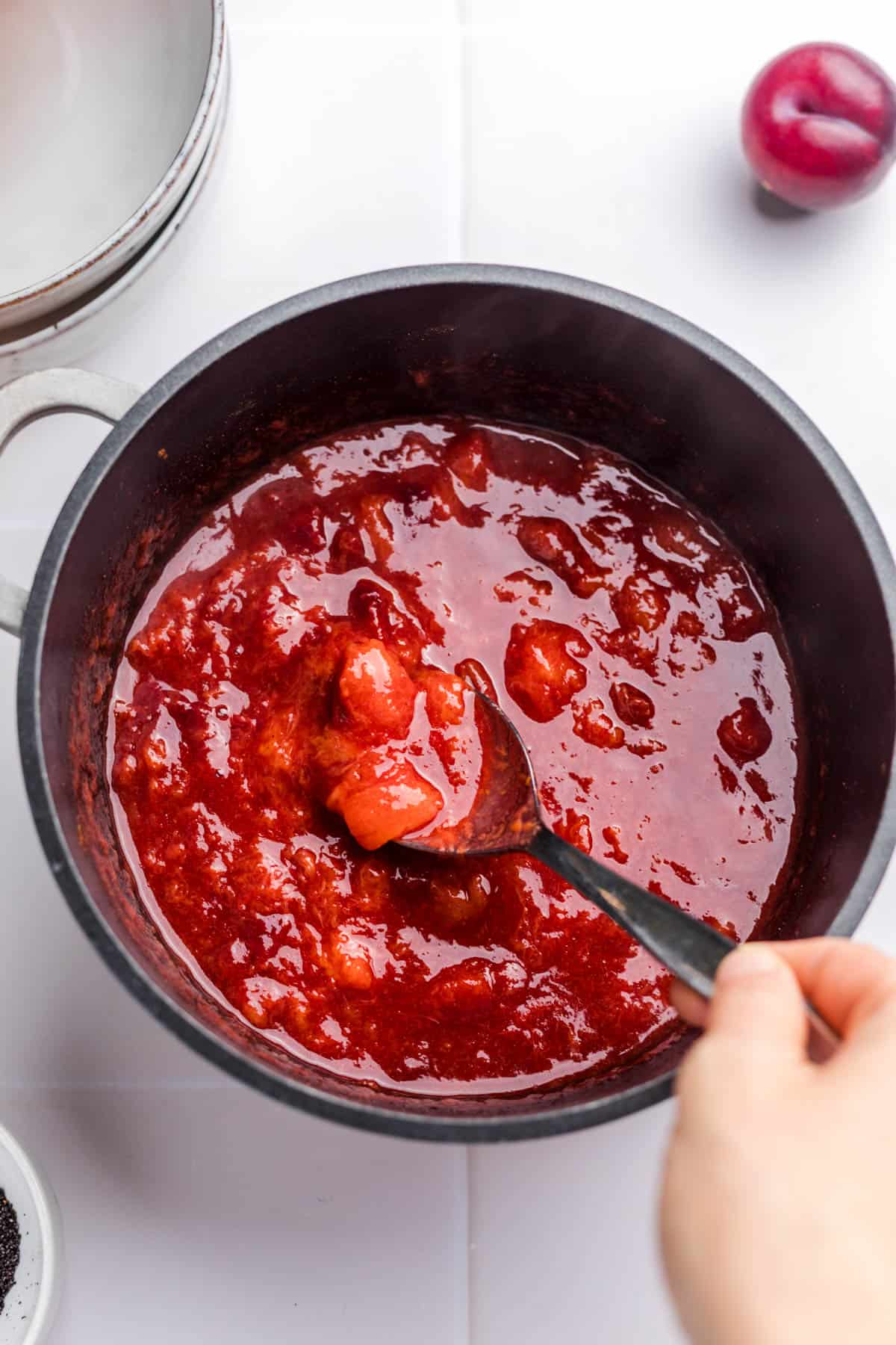 zuckerfreies pflaumenkompott im topf selber kochen