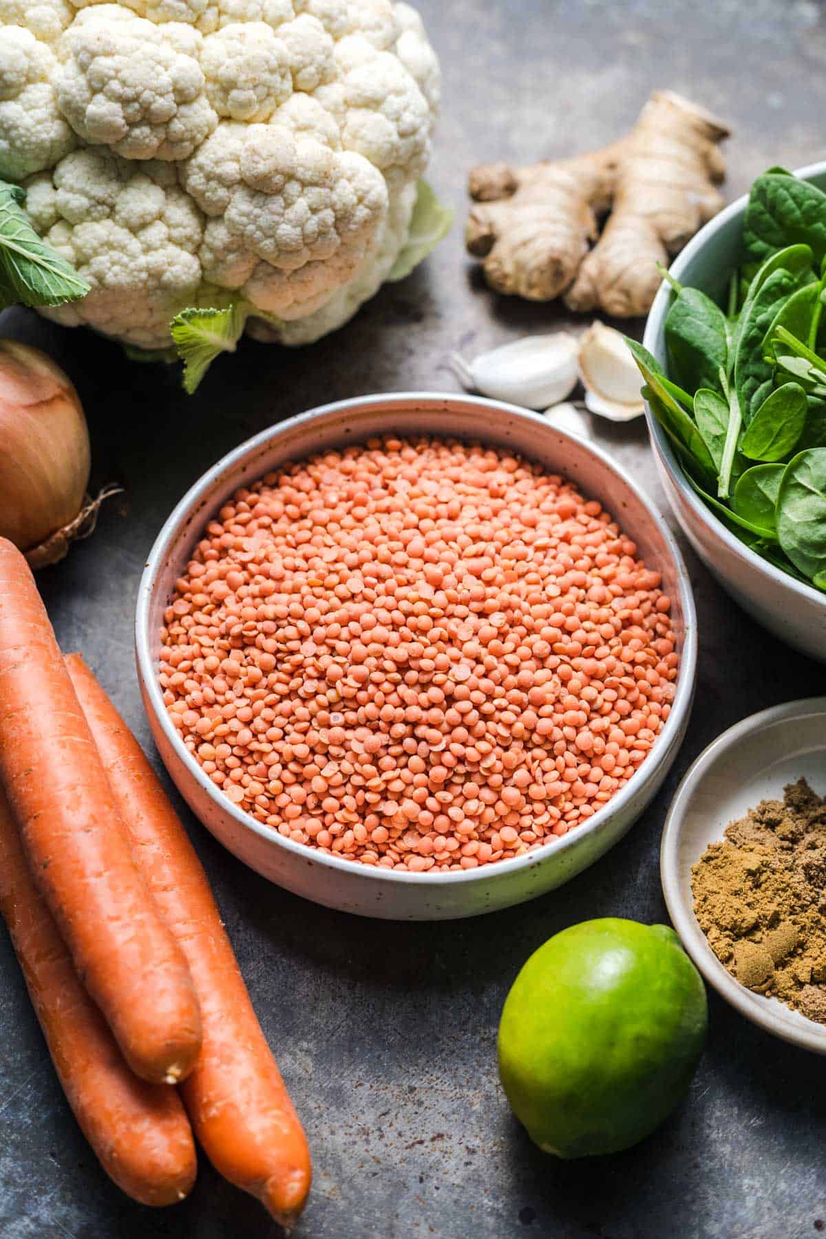 zutaten für linsensuppe mit roten linsen und gemüse
