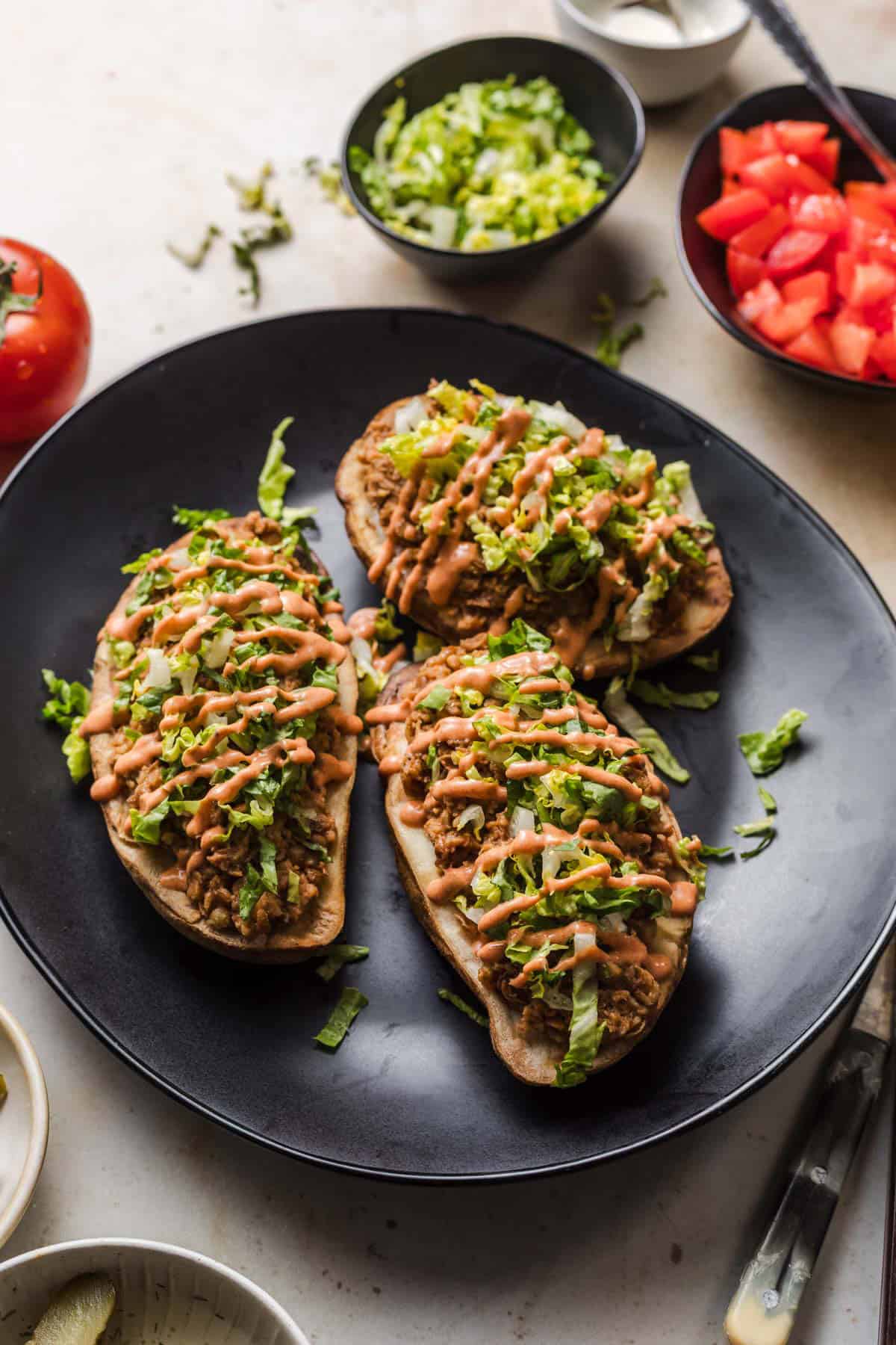 big mac style kartoffeln vegan mit linsen